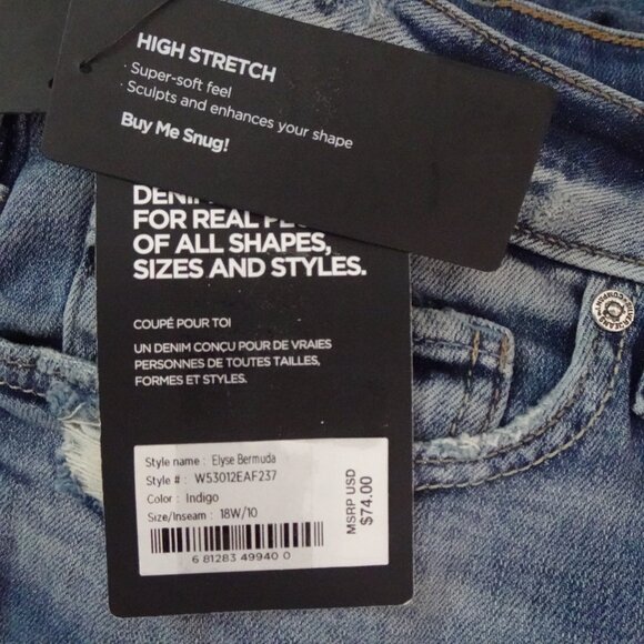 Silver Jeans Co. Denim Shorts Women's Plus Size 18W Blue Stretch Curvy Fit - Picture 8 of 12